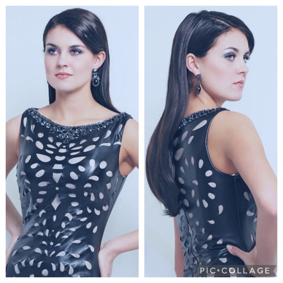 Tony Bowls Leather sleeveless cocktail dress - Picture 6 of 12